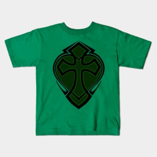 Cross & Heart - Green Kids T-Shirt